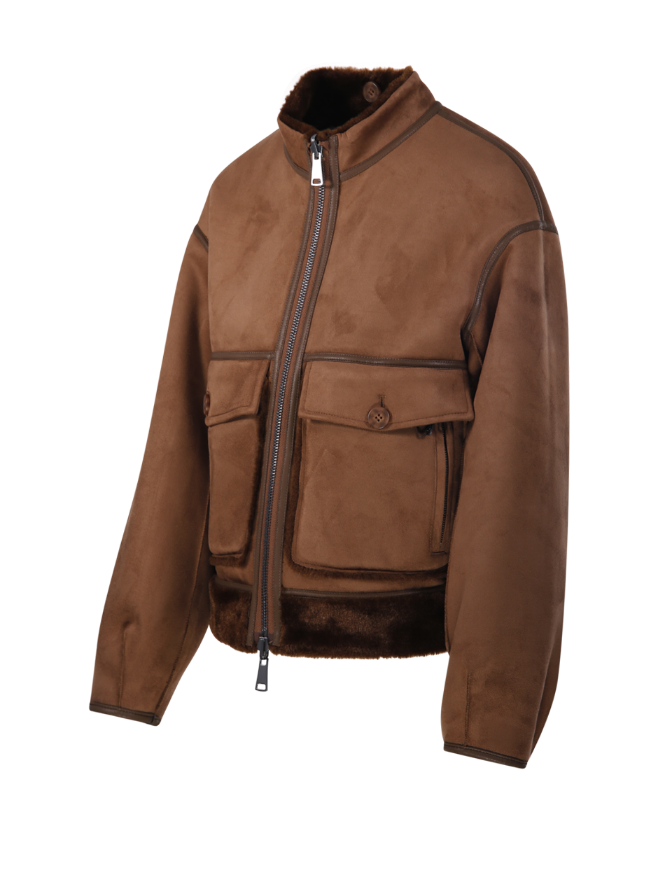 WOMAN URBANCODE BROWN POLYESTER DOUBLEFACE FUR BOMBER