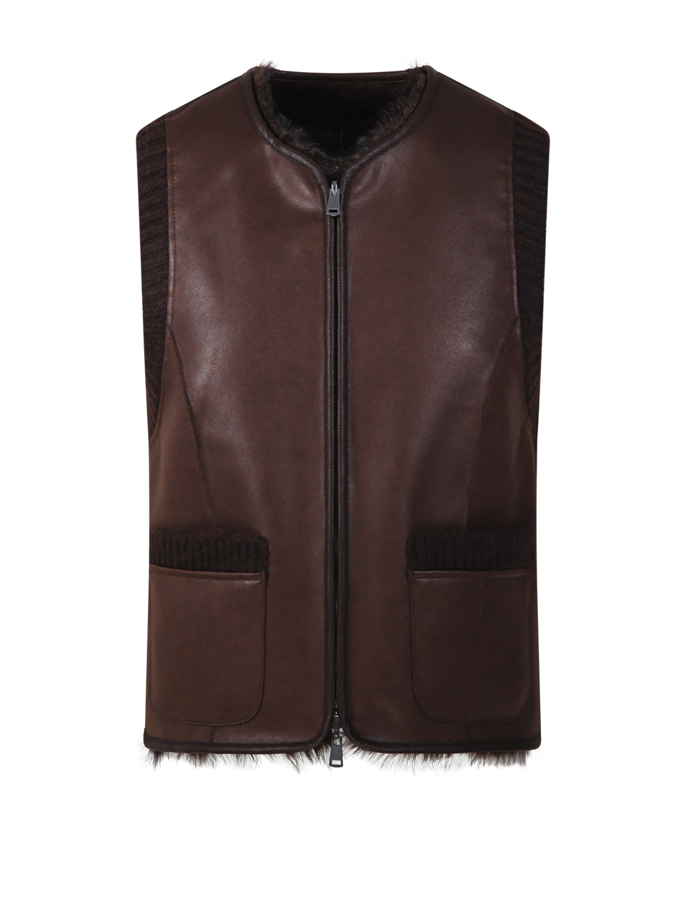 WOMAN URBANCODE BROWN POLYESTER REVERSIBLE TOSCANA FUR GILET