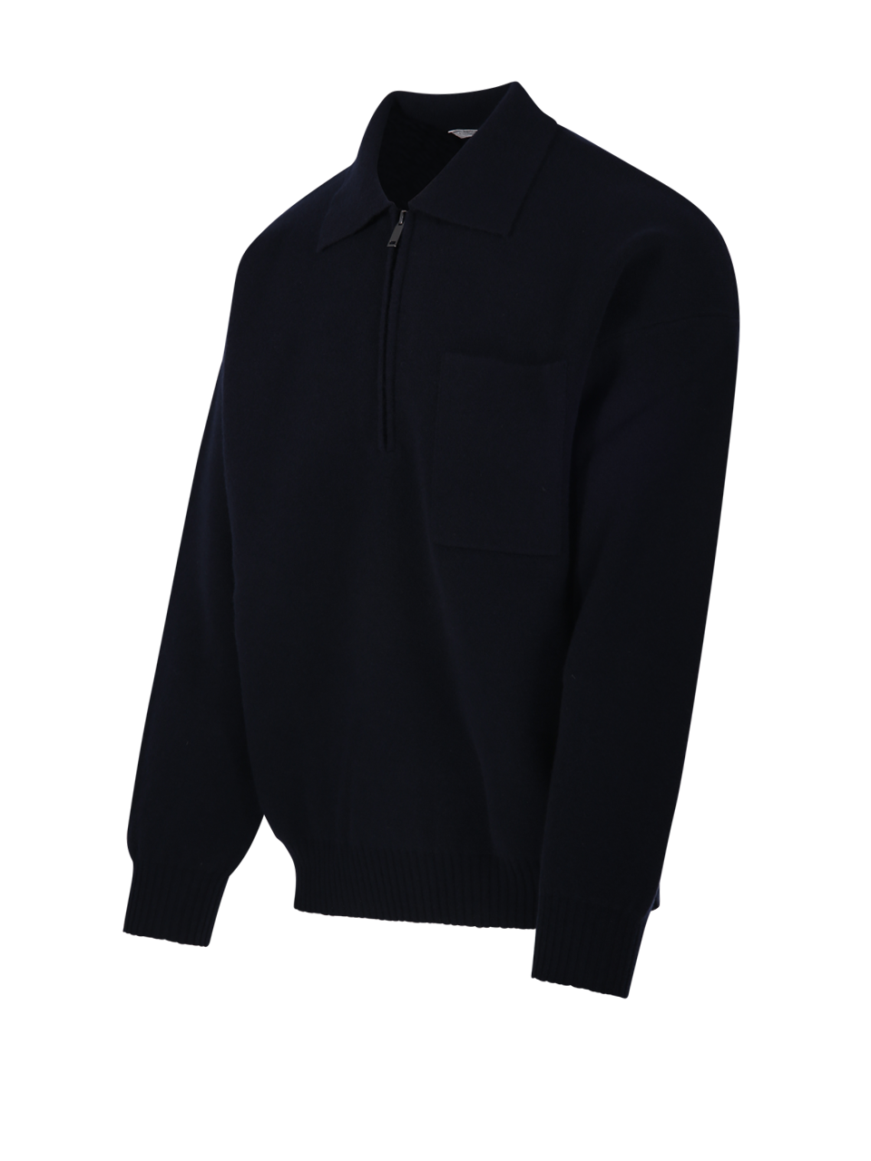 MEN ROBERTO COLLINA BLACK MERINO WOOL ZIP POLO COMFORT FIT