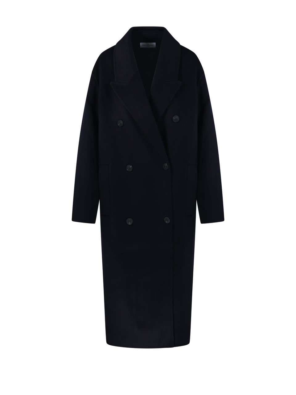 WOMAN THE DYNAMIS STUDIO DARK BLUE WOOL STOCKHOLM DOUBLE BREASTED COAT