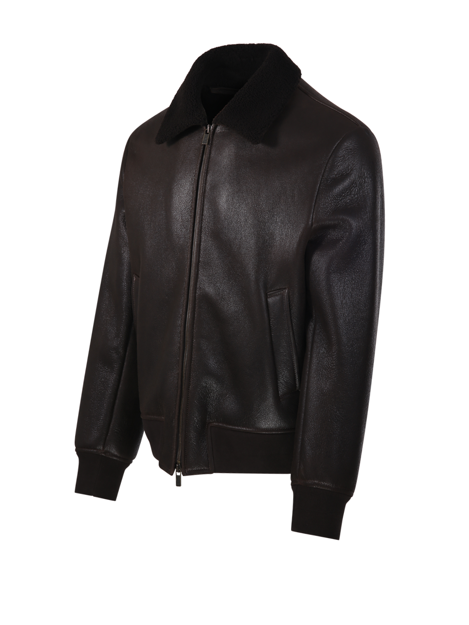MEN SALVATORE SANTORO BROWN LEATHER DIES BOMBER