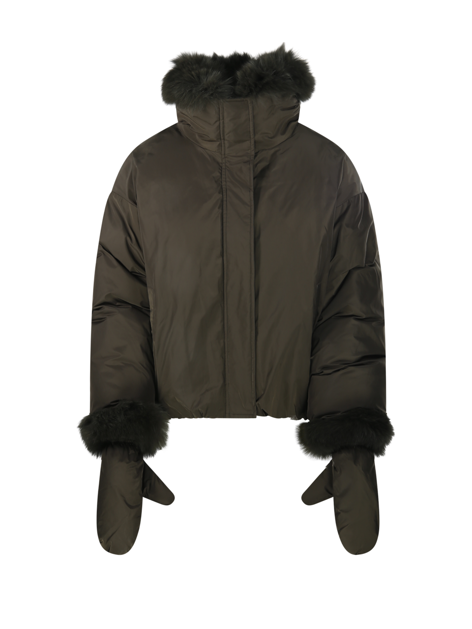 WOMAN YVES SALOMON GREEN POLYESTER VESTE 66CM