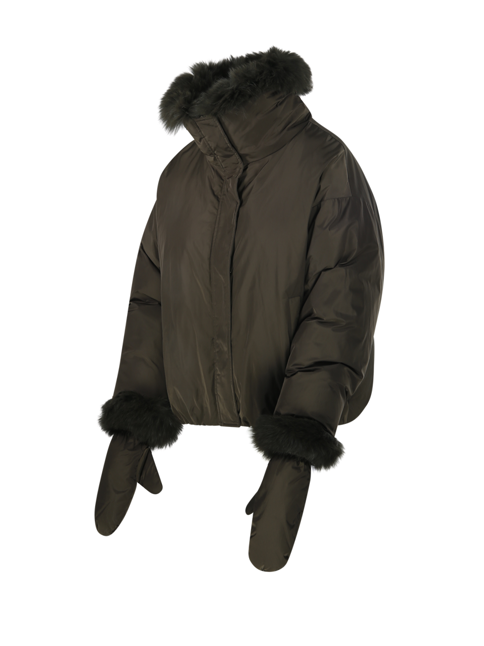 WOMAN YVES SALOMON GREEN POLYESTER VESTE 66CM