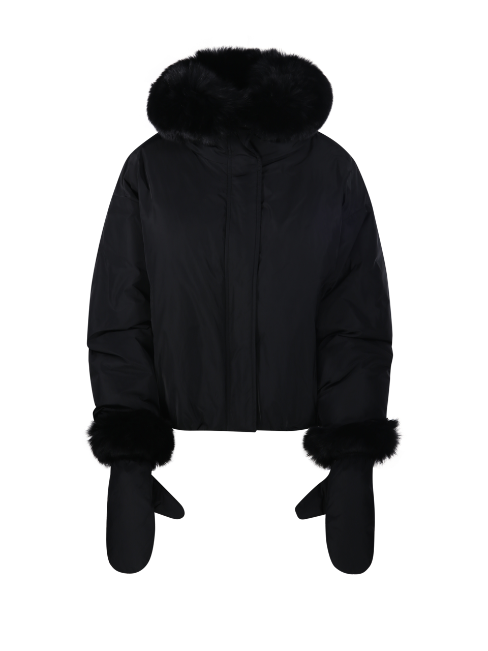 WOMAN YVES SALOMON BLACK POLYESTER VESTE 66CM
