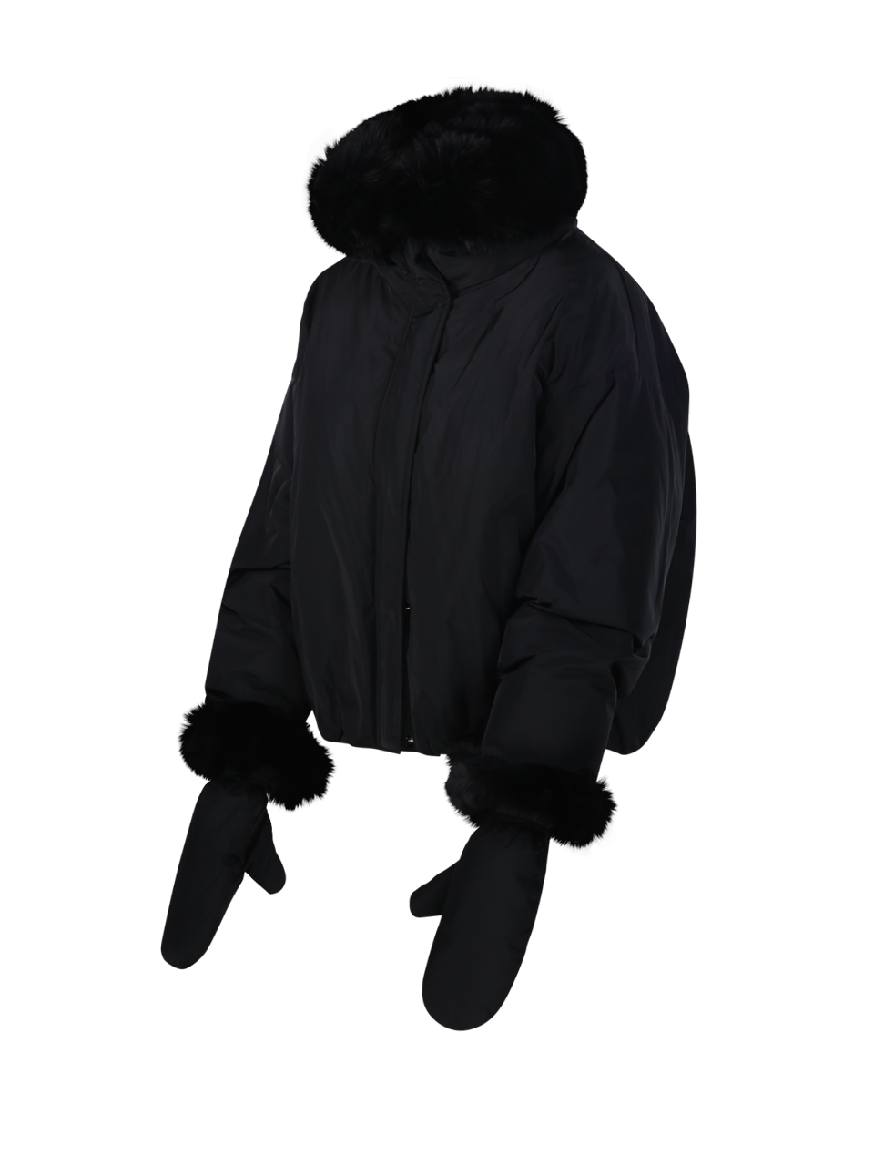 WOMAN YVES SALOMON BLACK POLYESTER VESTE 66CM