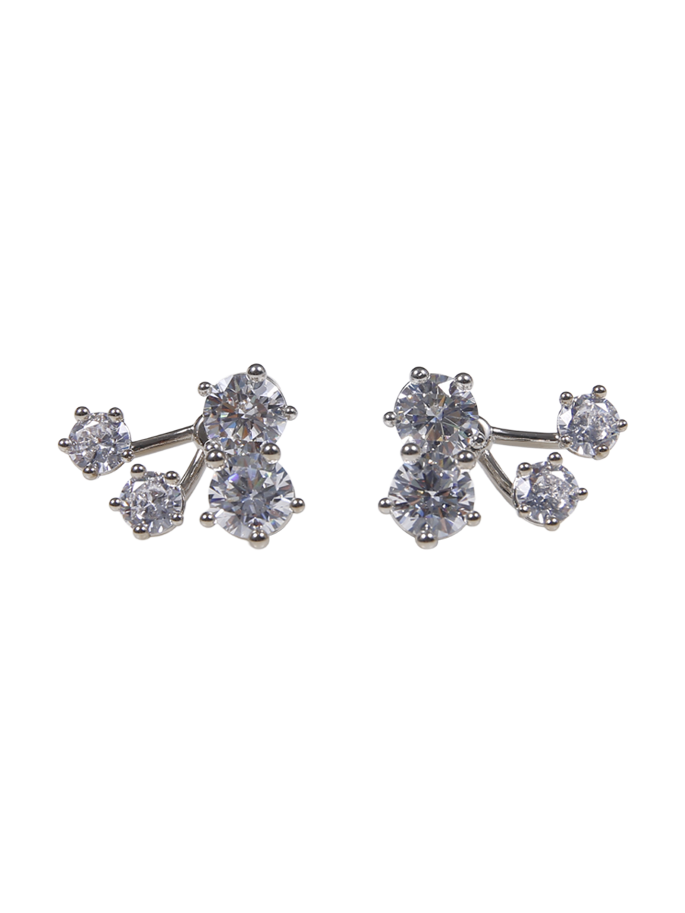 WOMAN PANCONESI SILVER RHODIUM PLATED BRASS ZIRCONS CONSTELLATION EARRING CUFF SET
