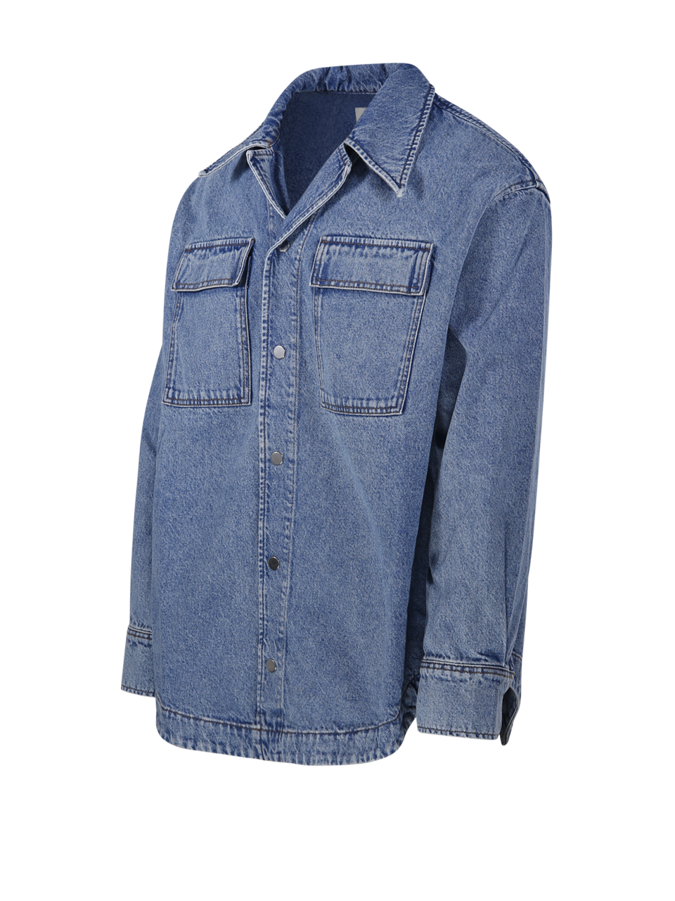 MEN AMI BLUE COTTON LONG SLEEVE SAHARIENNE OVERSHIRT WITH CAMP COLLAR