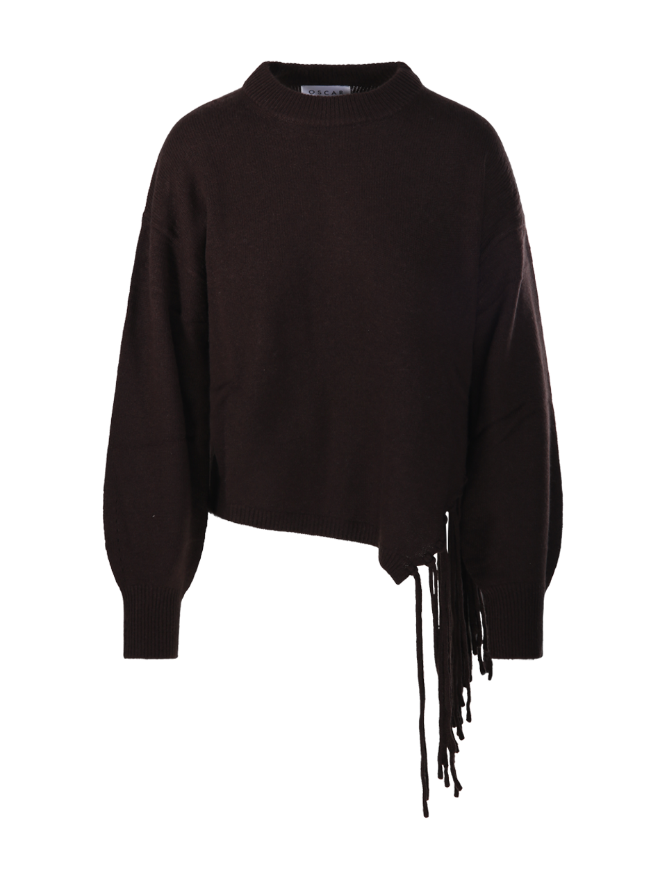 DONNA OSCAR THE COLLECTION MAGLIONE CON VOLANT IN LANA MARRONE 