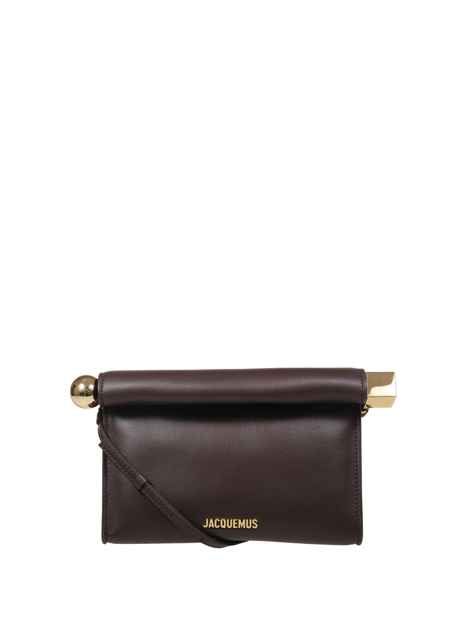 DONNA JACQUEMUS BORSA LE SAC ROND CARRE IN PELLE MARRONE
