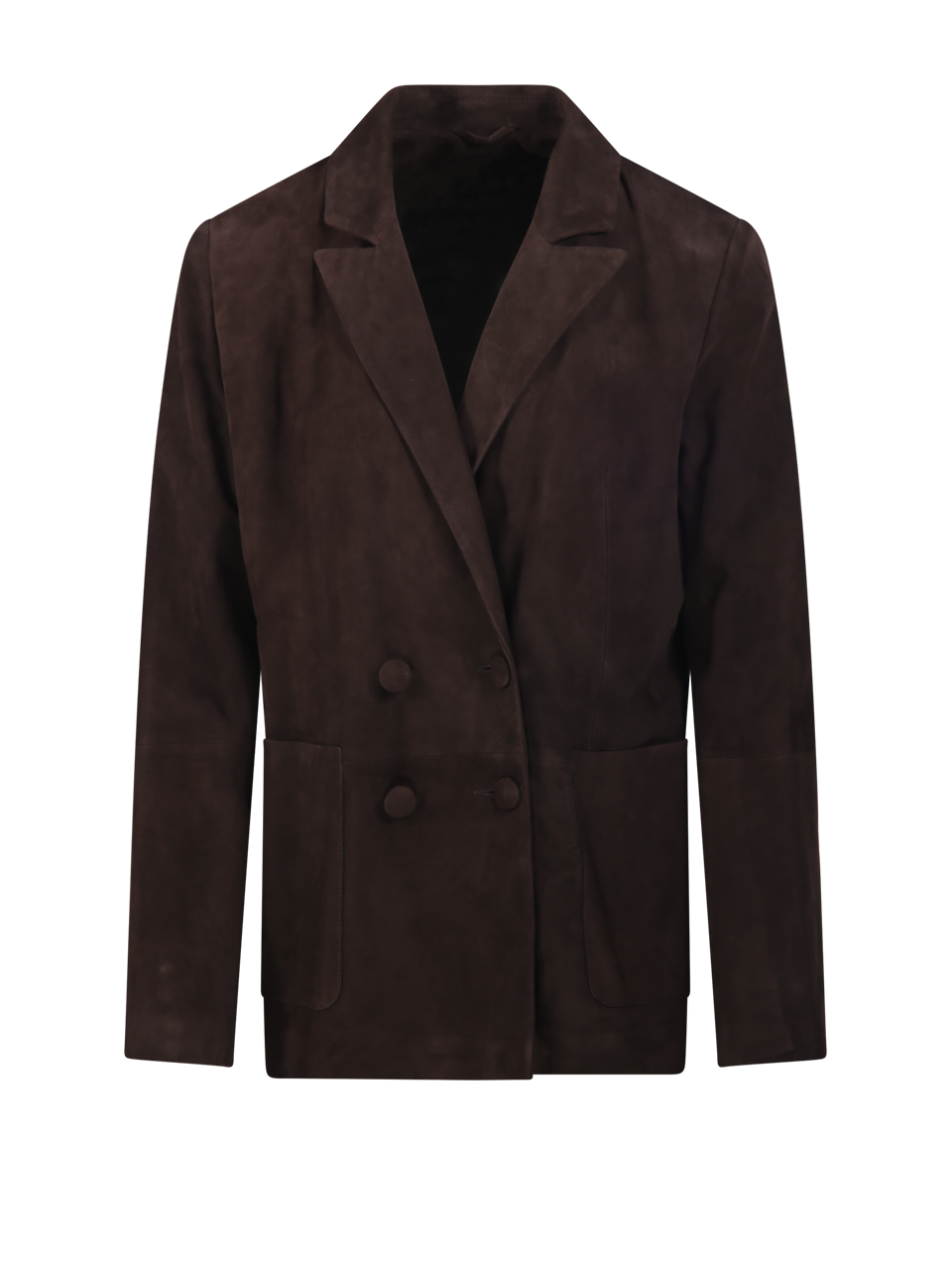 WOMAN DESA 1972 BROWN LEATHER DOUBLE-BREASTED BLAZER