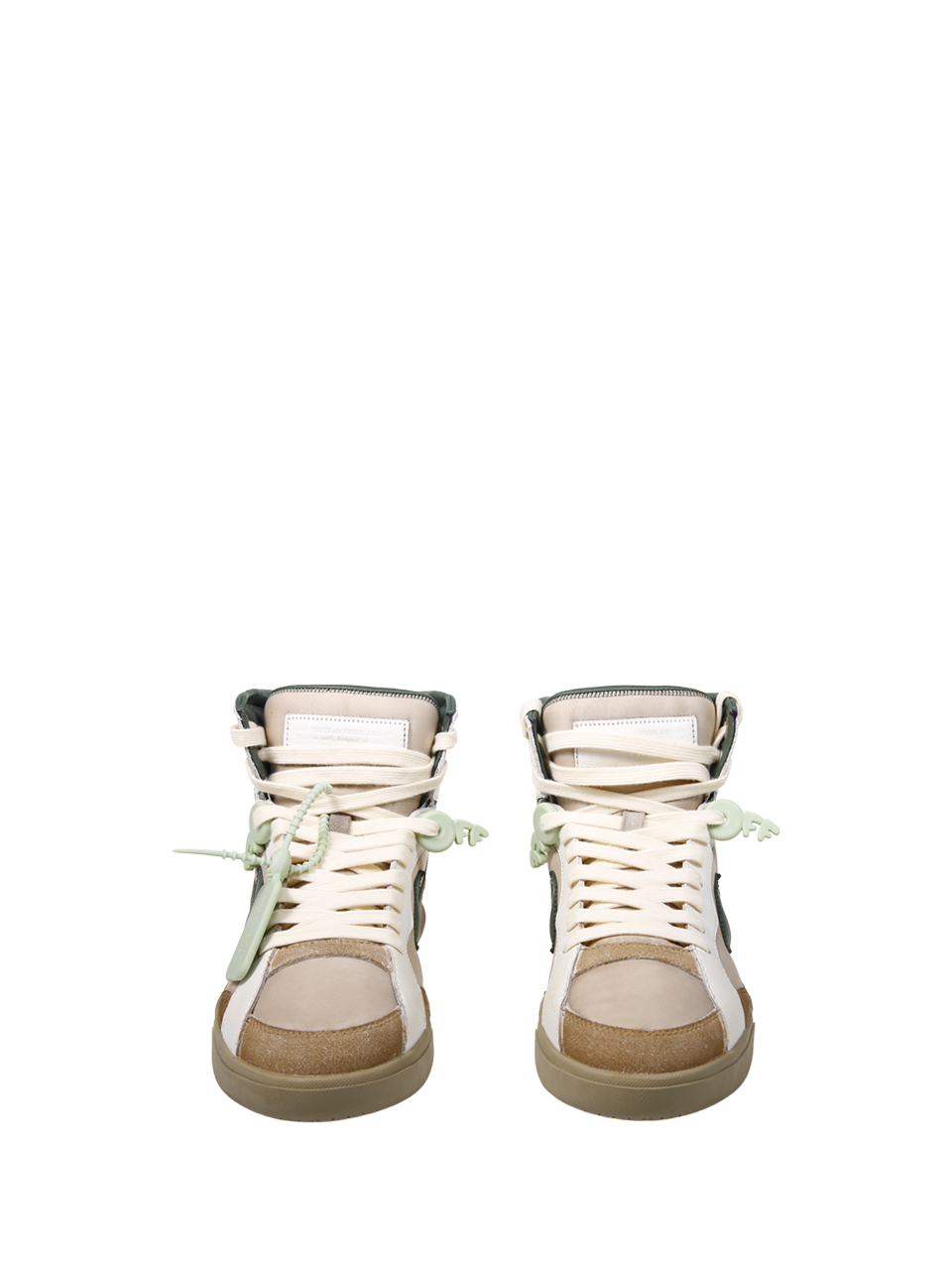 MEN OFF WHITE NUDE NYLON EOP HIGH TOP WORN OUT SNEAKER
