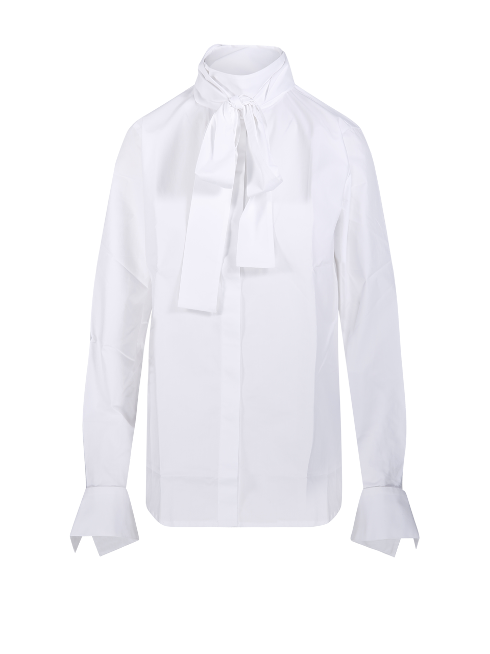 WOMAN 7 FOR ALL MANKIND WHITE COTTON L/S BOW SHIRT