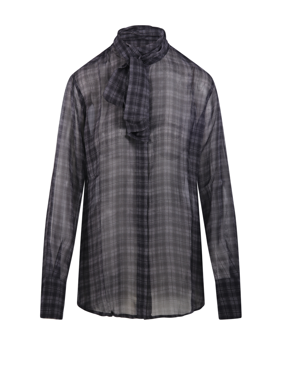 DONNA 7 FOR ALL MANKIND CAMICIA CON FIOCCO IN SETA GRIGIA