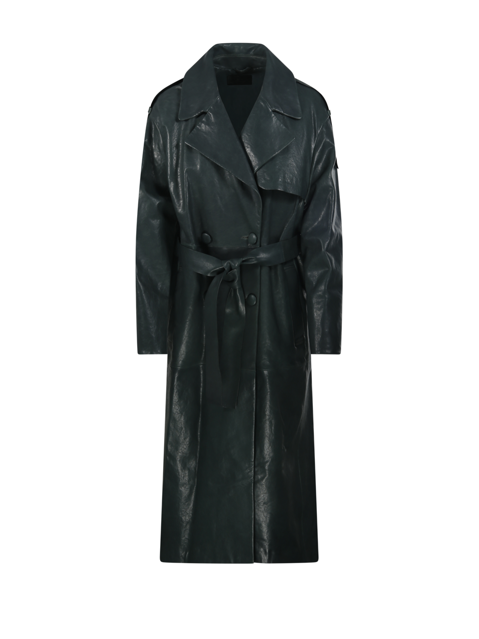 WOMAN DESA 1972 GREEN VEGETABLE LEATHER TRENCH COAT