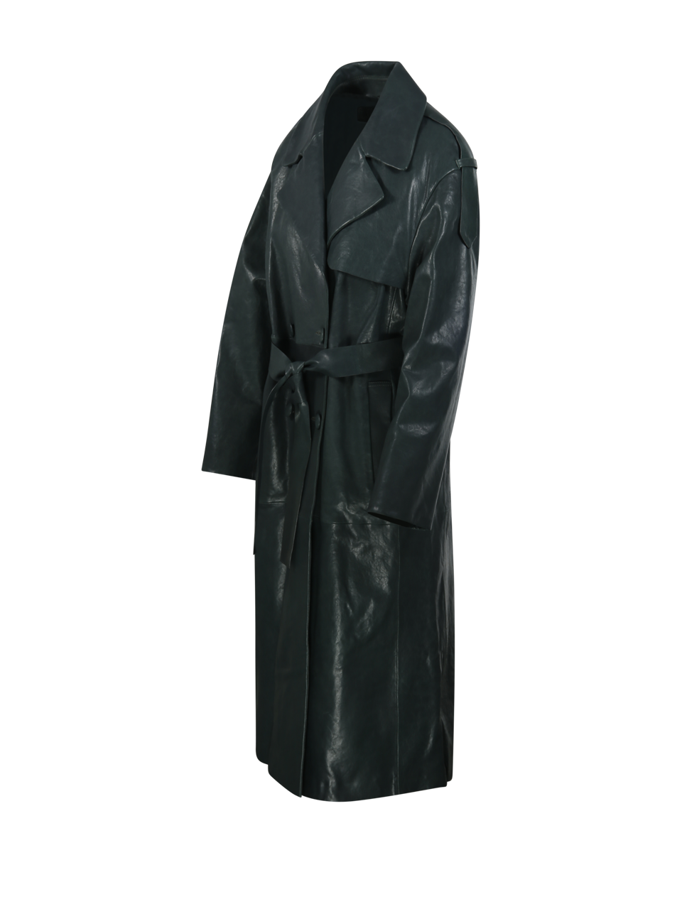 WOMAN DESA 1972 GREEN VEGETABLE LEATHER TRENCH COAT