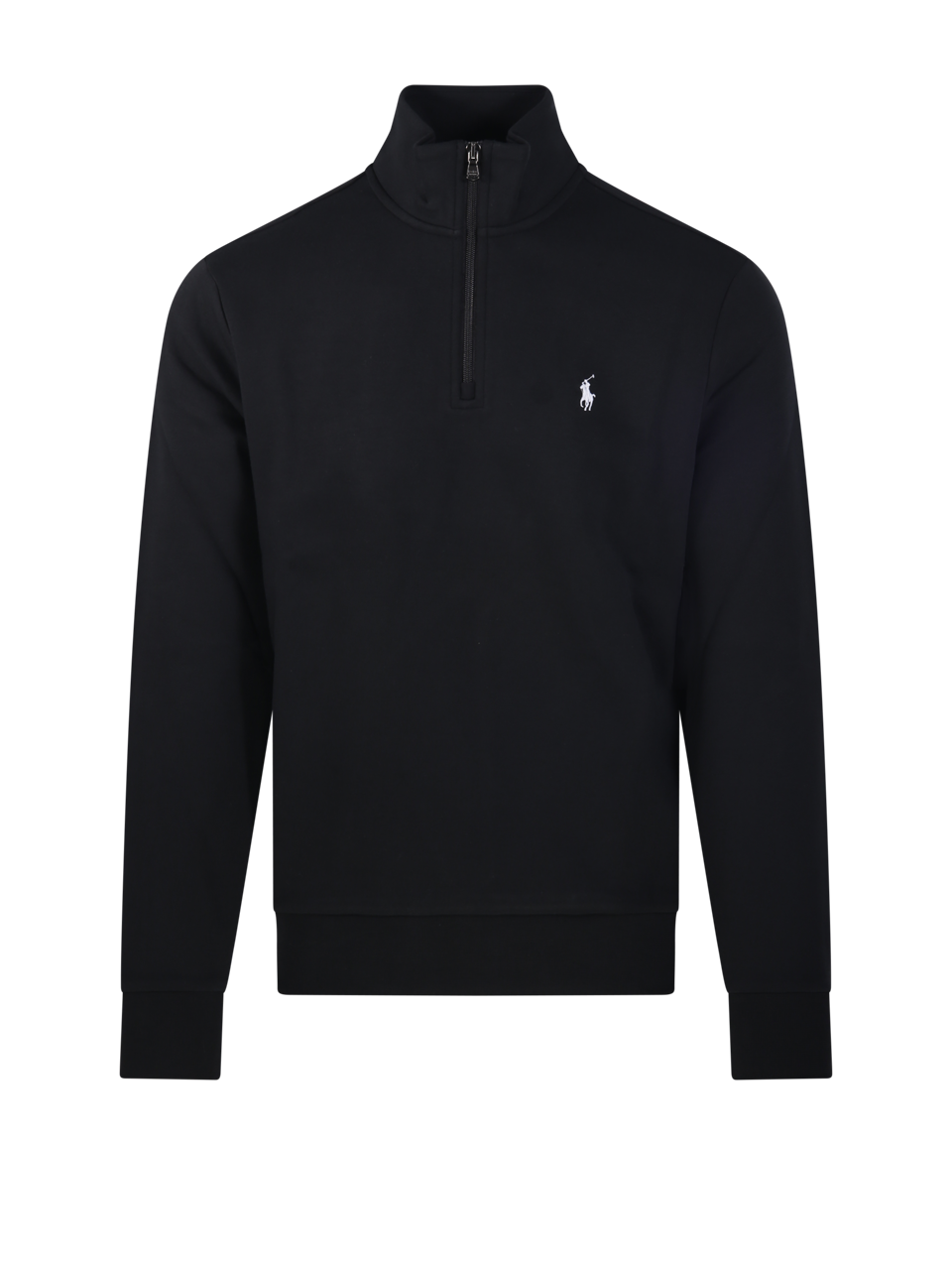 MEN RALPH LAUREN BLACK COTTON HALF ZIP SWEATSHIRT