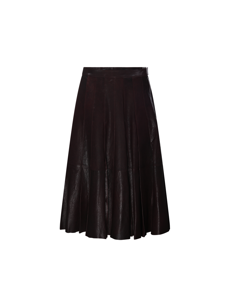 WOMAN DESA 1972 DARK PURPLE VEGETABLE LEATHER CUT PLEATS SKIRT