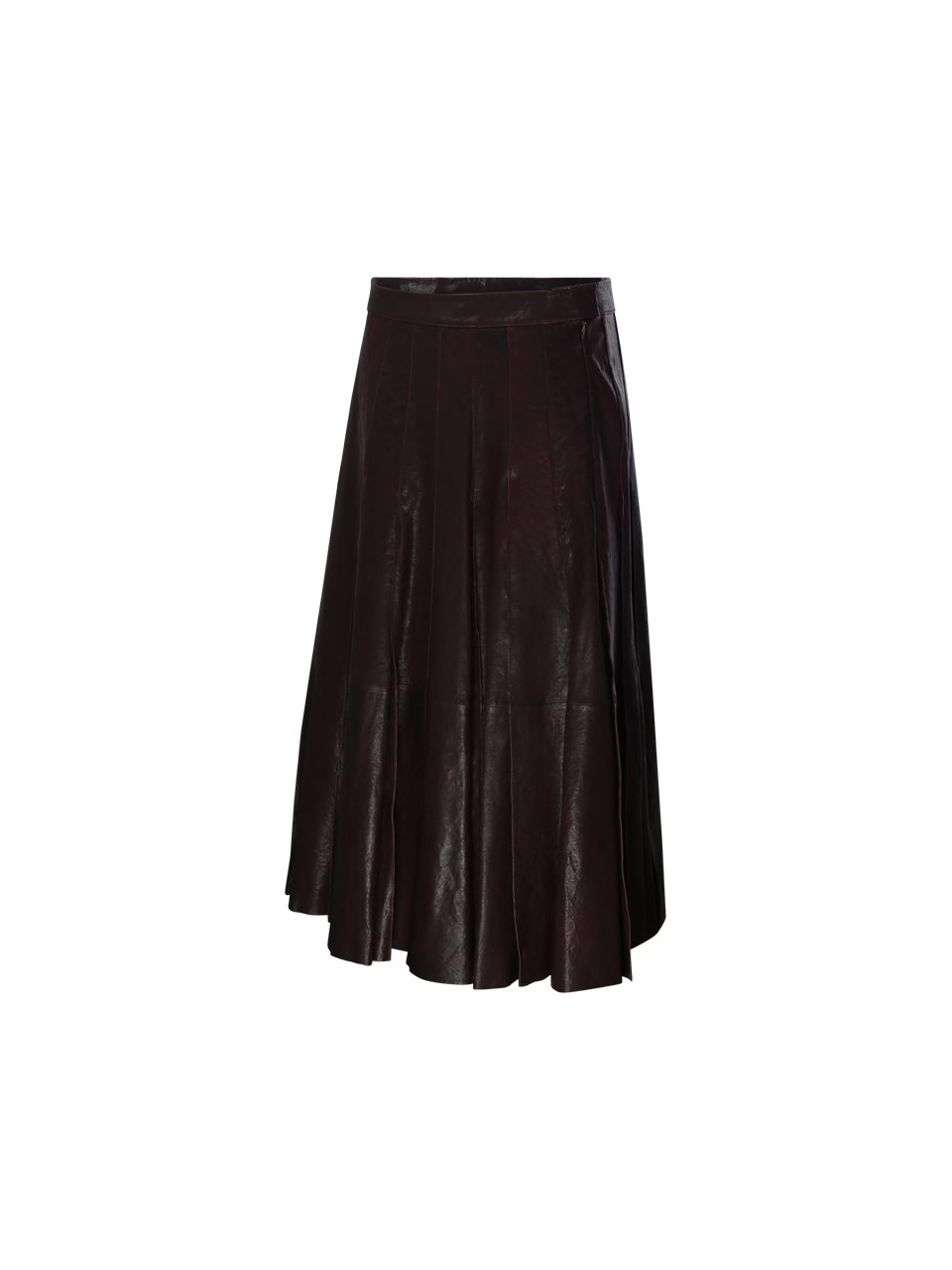 WOMAN DESA 1972 DARK PURPLE VEGETABLE LEATHER CUT PLEATS SKIRT