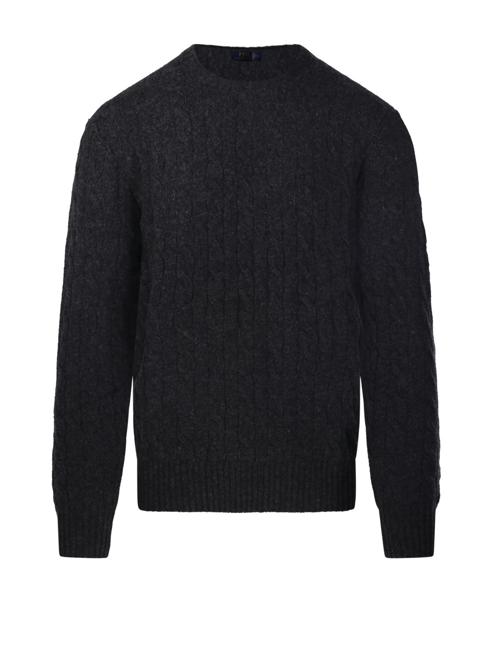 MEN RALPH LAUREN DARK GREY WOOL ROUND NECK SWEATER