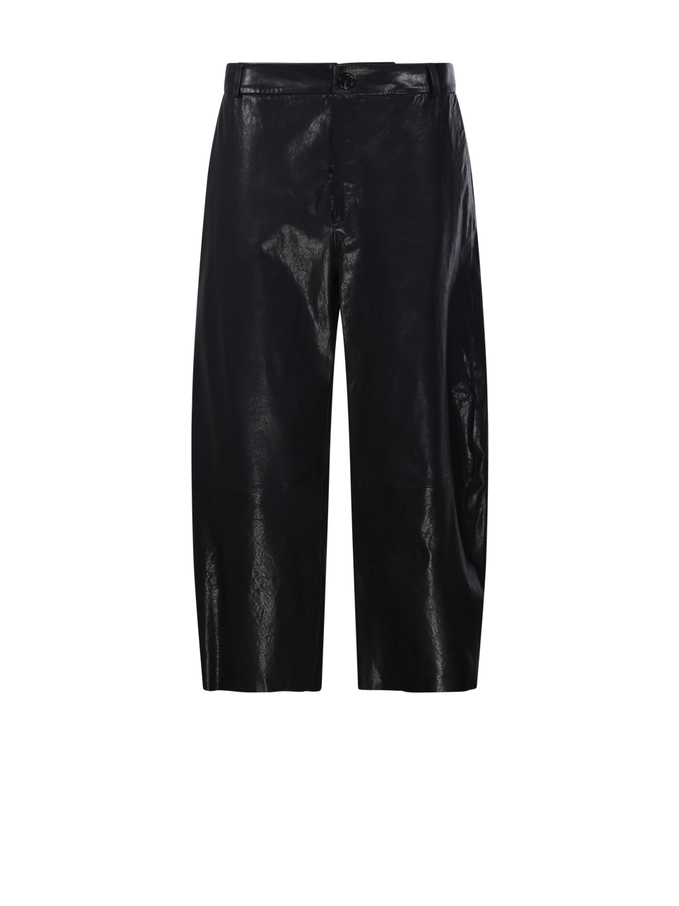 WOMAN DESA 1972 BLACK VEGETABLE LEATHER CROPPED ROUNDED TROUSER