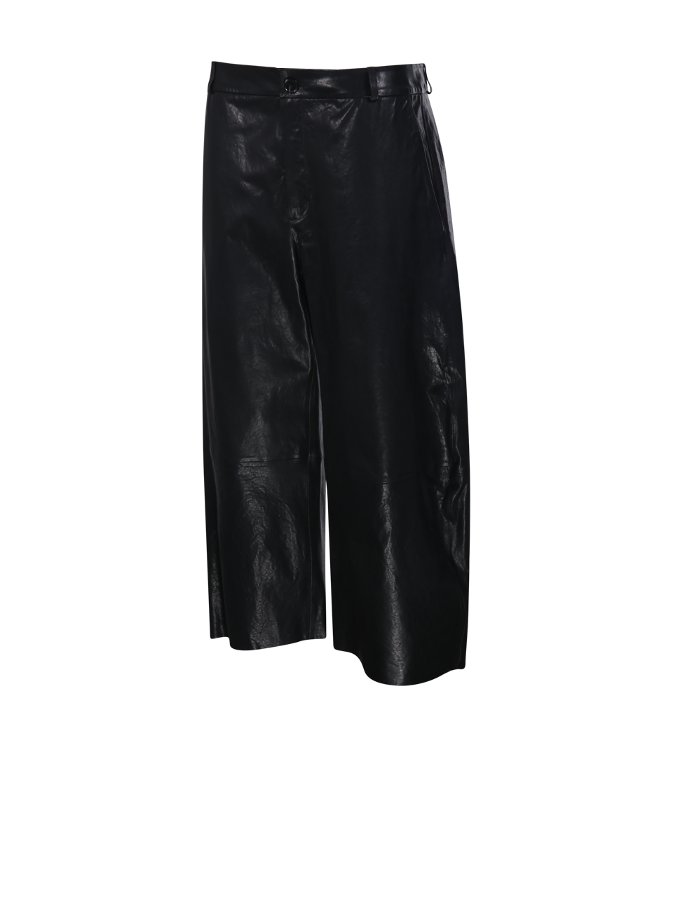 WOMAN DESA 1972 BLACK VEGETABLE LEATHER CROPPED ROUNDED TROUSER