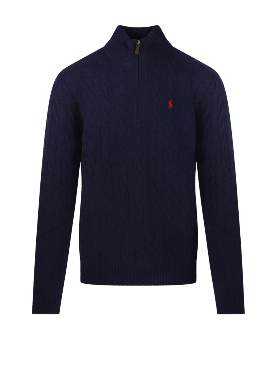MEN RALPH LAUREN BLUE WOOL HALF ZIP SWEATER 