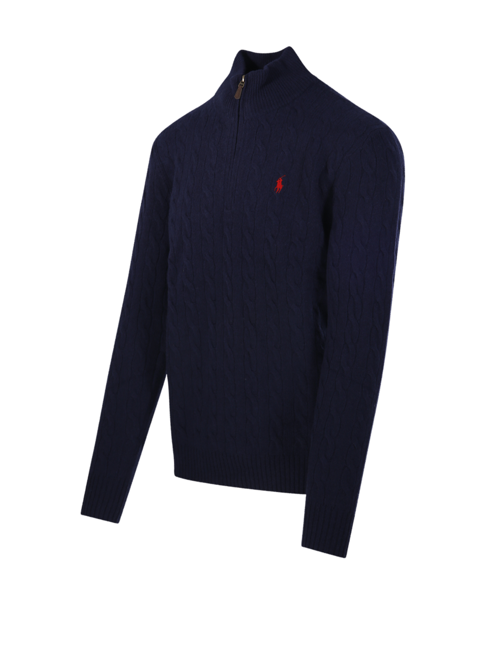 MEN RALPH LAUREN BLUE WOOL HALF ZIP SWEATER 