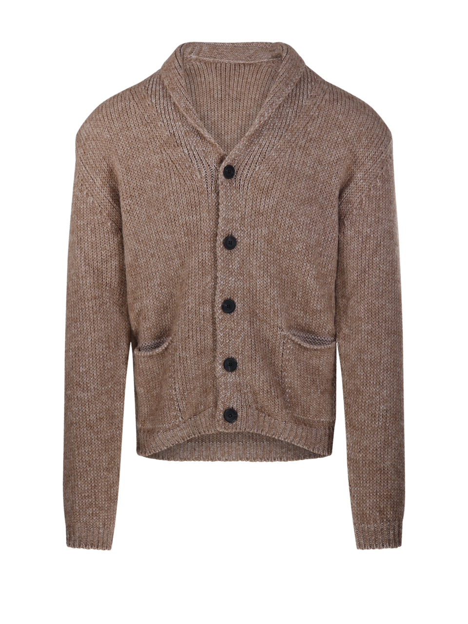 MEN FABRIZIO DEL CARLO BEIGE WOOL CARDIGAN POLO NECK