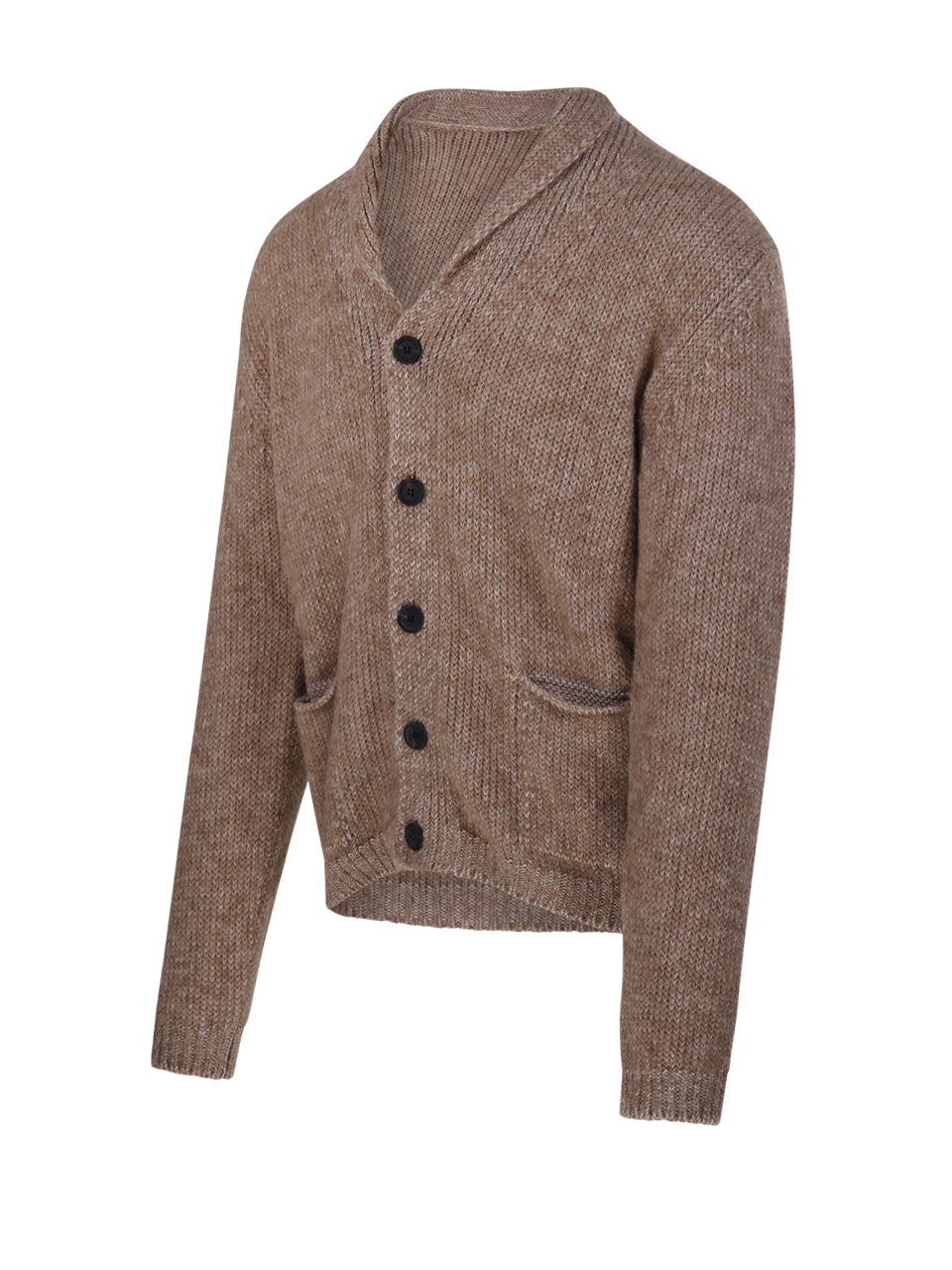 MEN FABRIZIO DEL CARLO BEIGE WOOL CARDIGAN POLO NECK