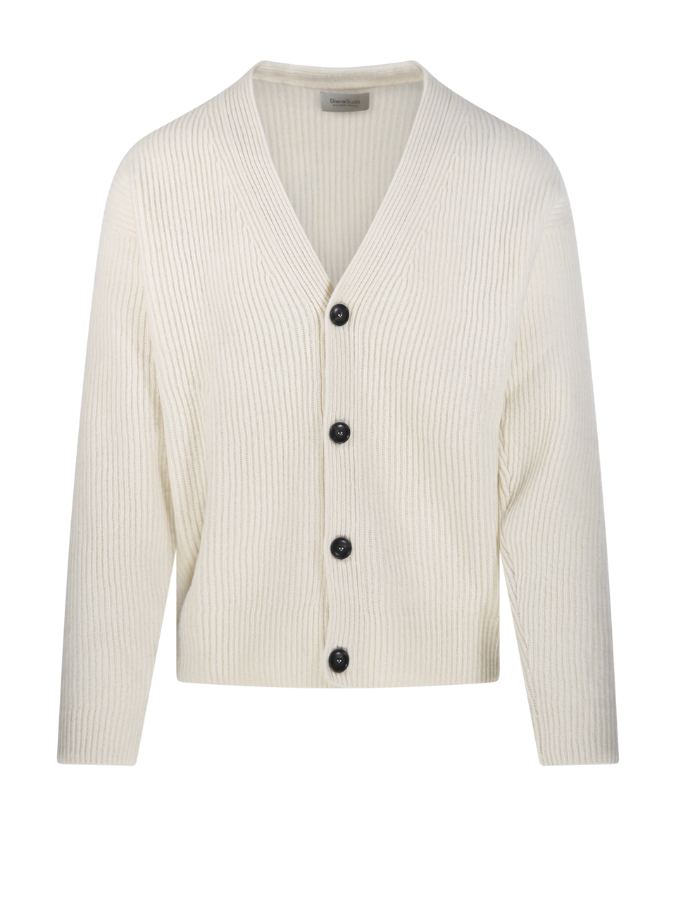 MEN DIANA STUDIO WHITE MERINO WOOL CARDIGAN