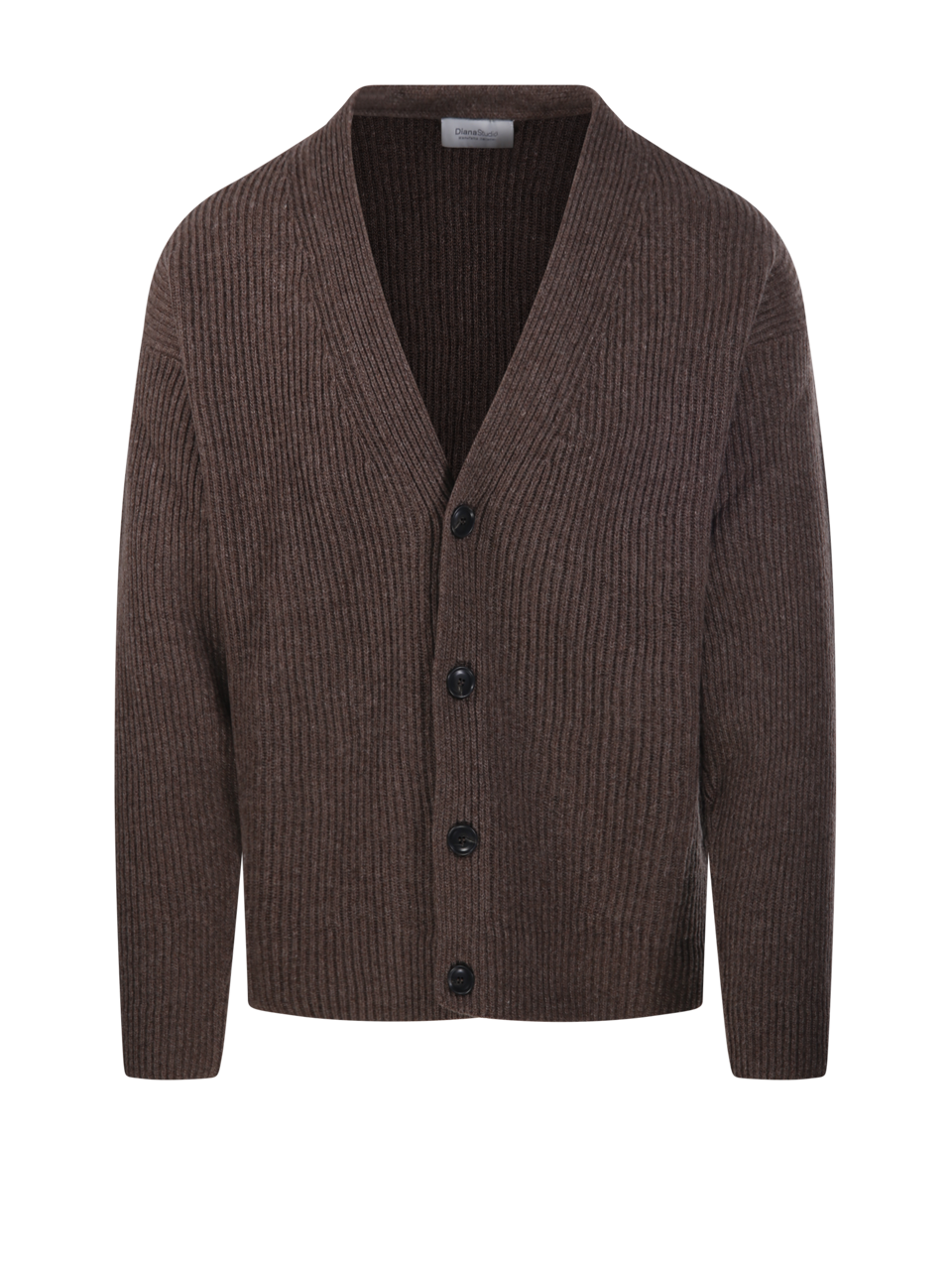 MEN DIANA STUDIO BROWN MERINO WOOL CARDIGAN
