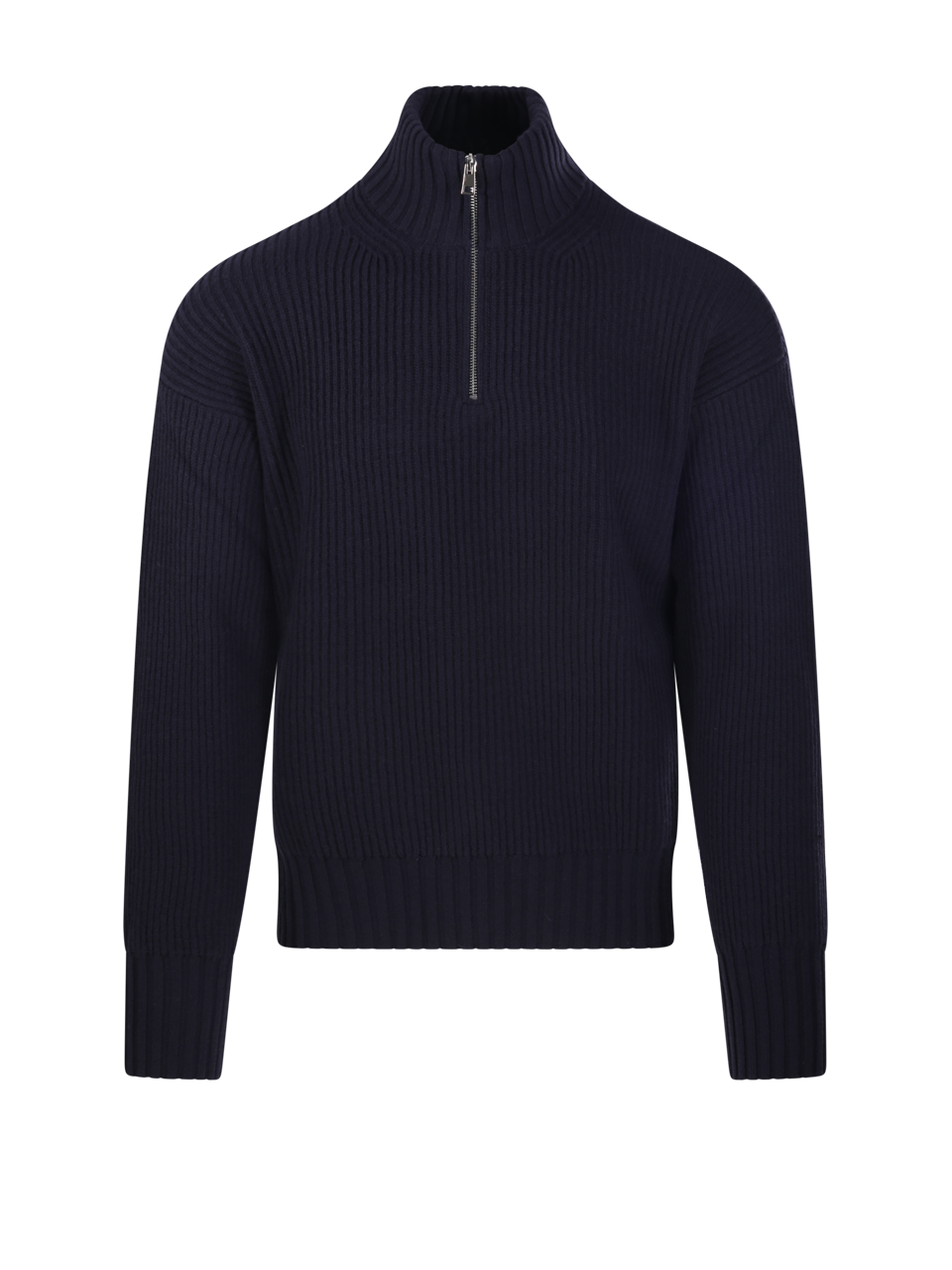 MEN DIANA STUDIO BLUE MERINO WOOL HALF ZIP SWEATER