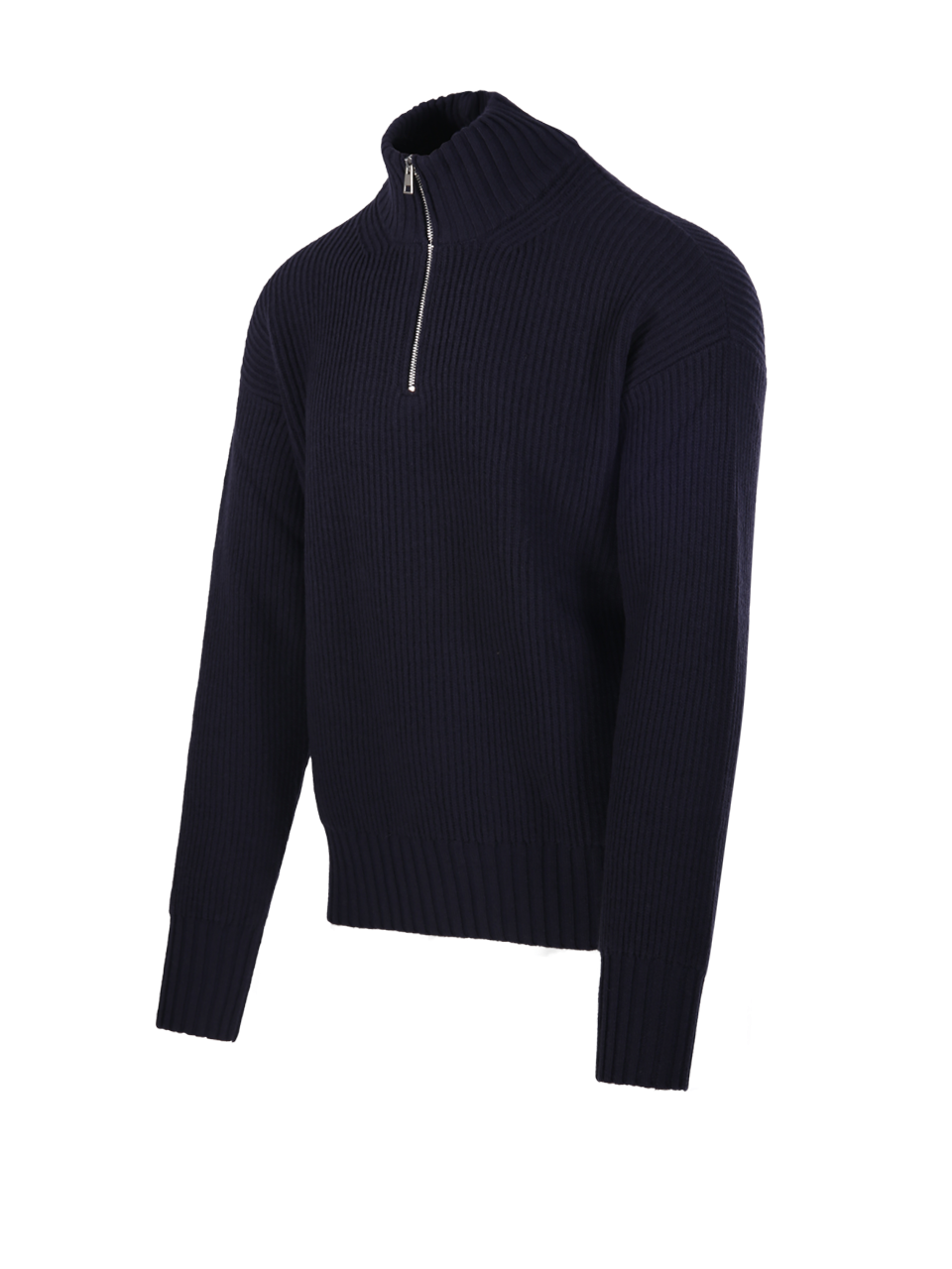 MEN DIANA STUDIO BLUE MERINO WOOL HALF ZIP SWEATER