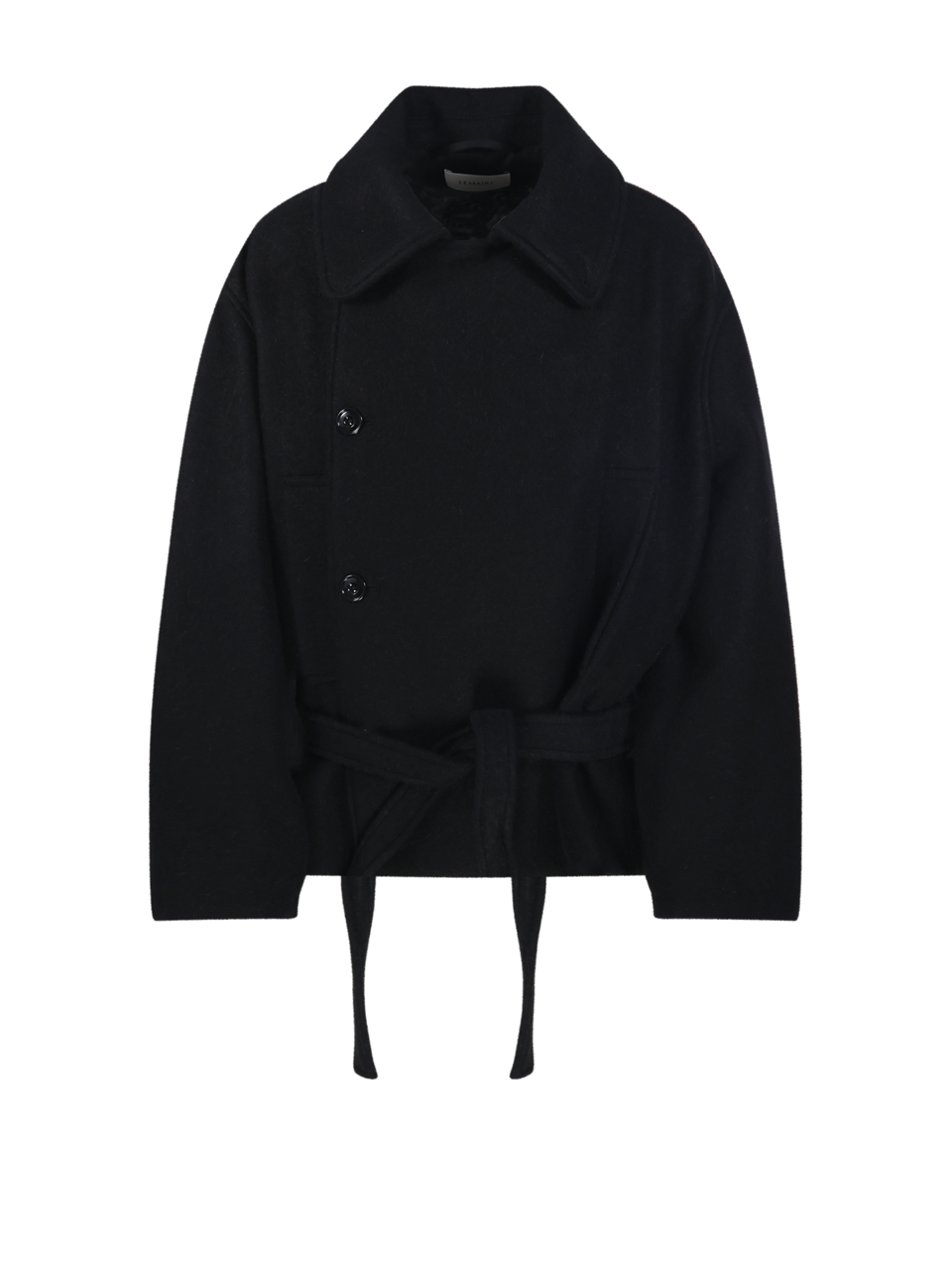 WOMAN LEMAIRE BLACK COTTON SHORT WRAP COAT
