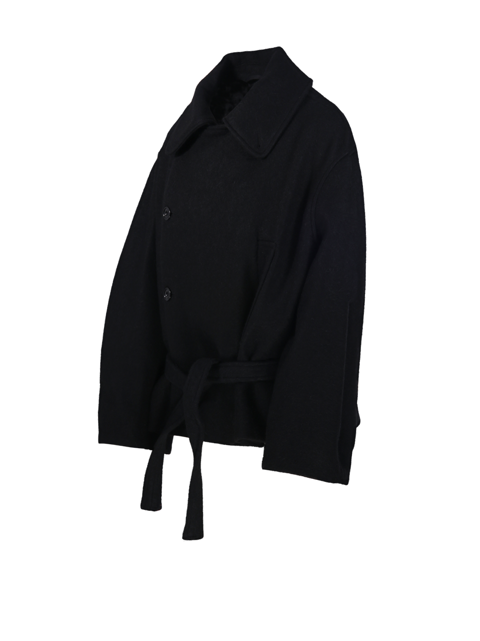 WOMAN LEMAIRE BLACK COTTON SHORT WRAP COAT