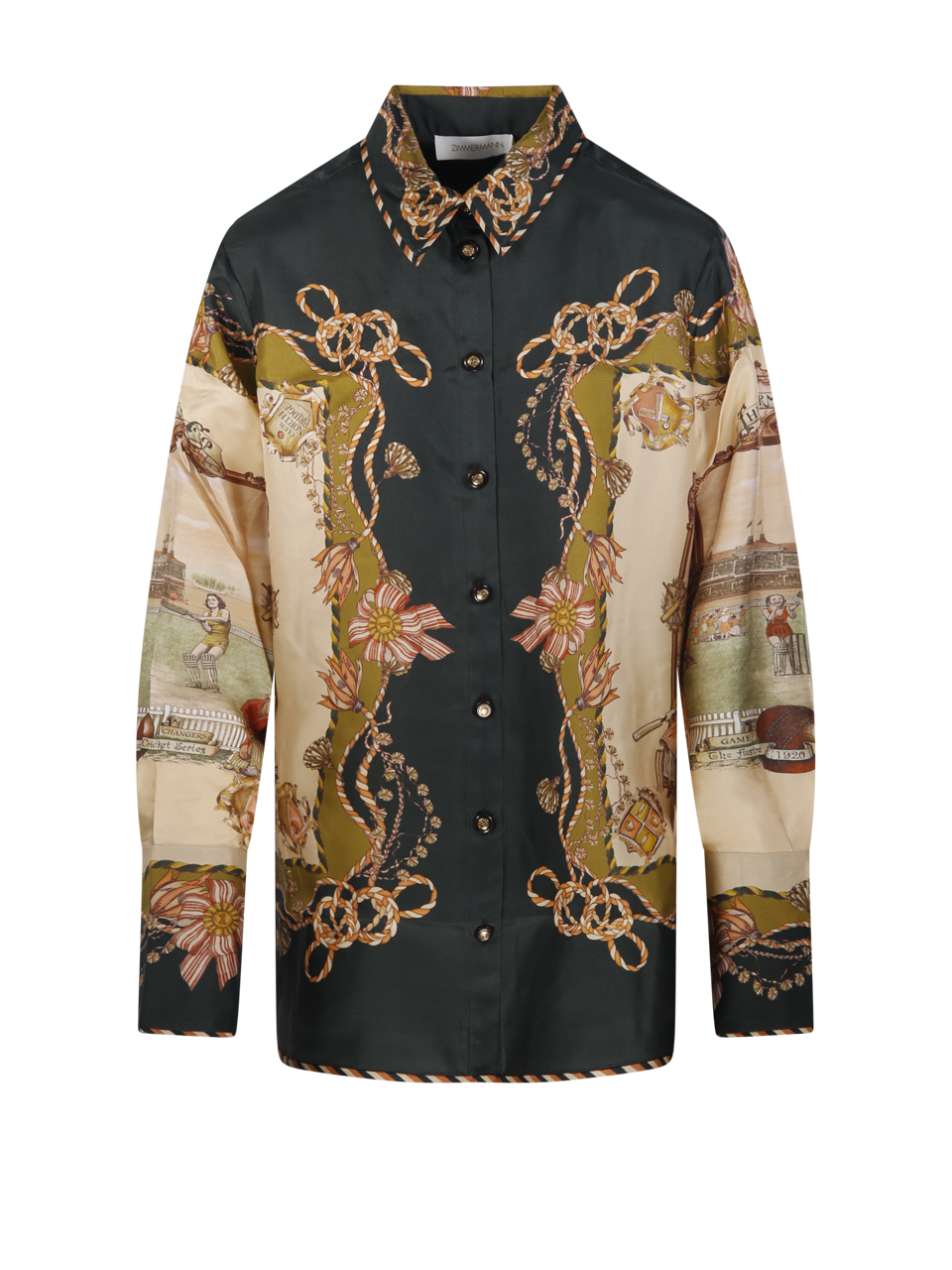 WOMAN ZIMMERMANN GREEN SILK VALIANT TWILL SHIRT