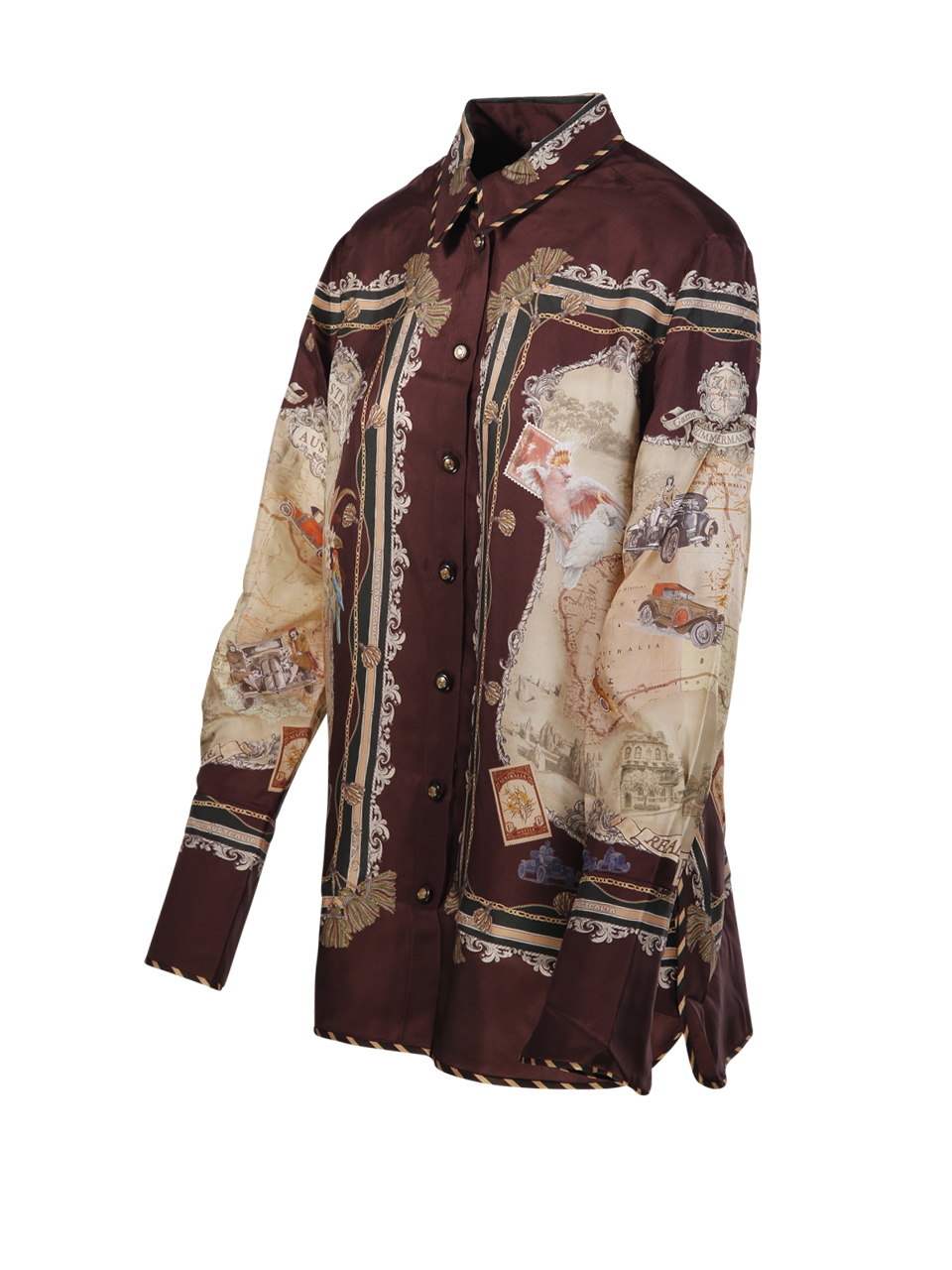 WOMAN ZIMMERMANN BROWN SILK VALIANT TWILL SHIRT