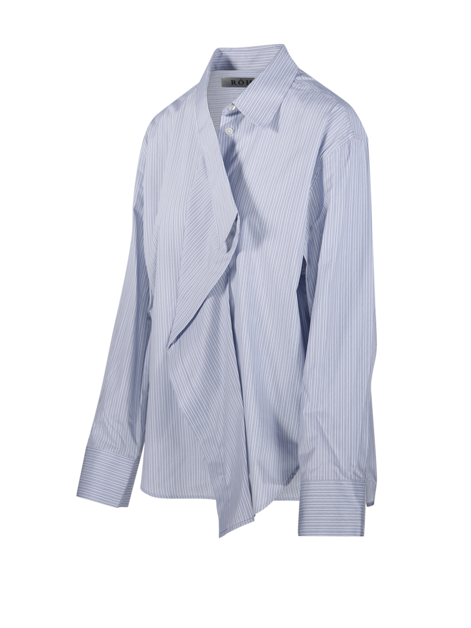 WOMAN ROHE BLUE COTTON DRAPED COLLAR SHIRT