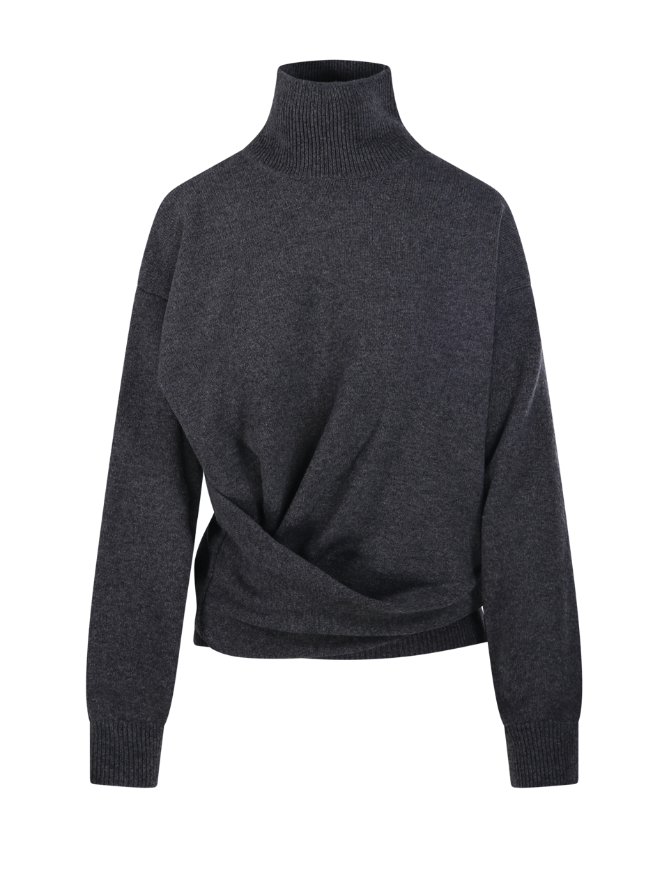 WOMAN ROHE GREY MERINO WOOL SCULPTURAL TURTLENECK SWEATER