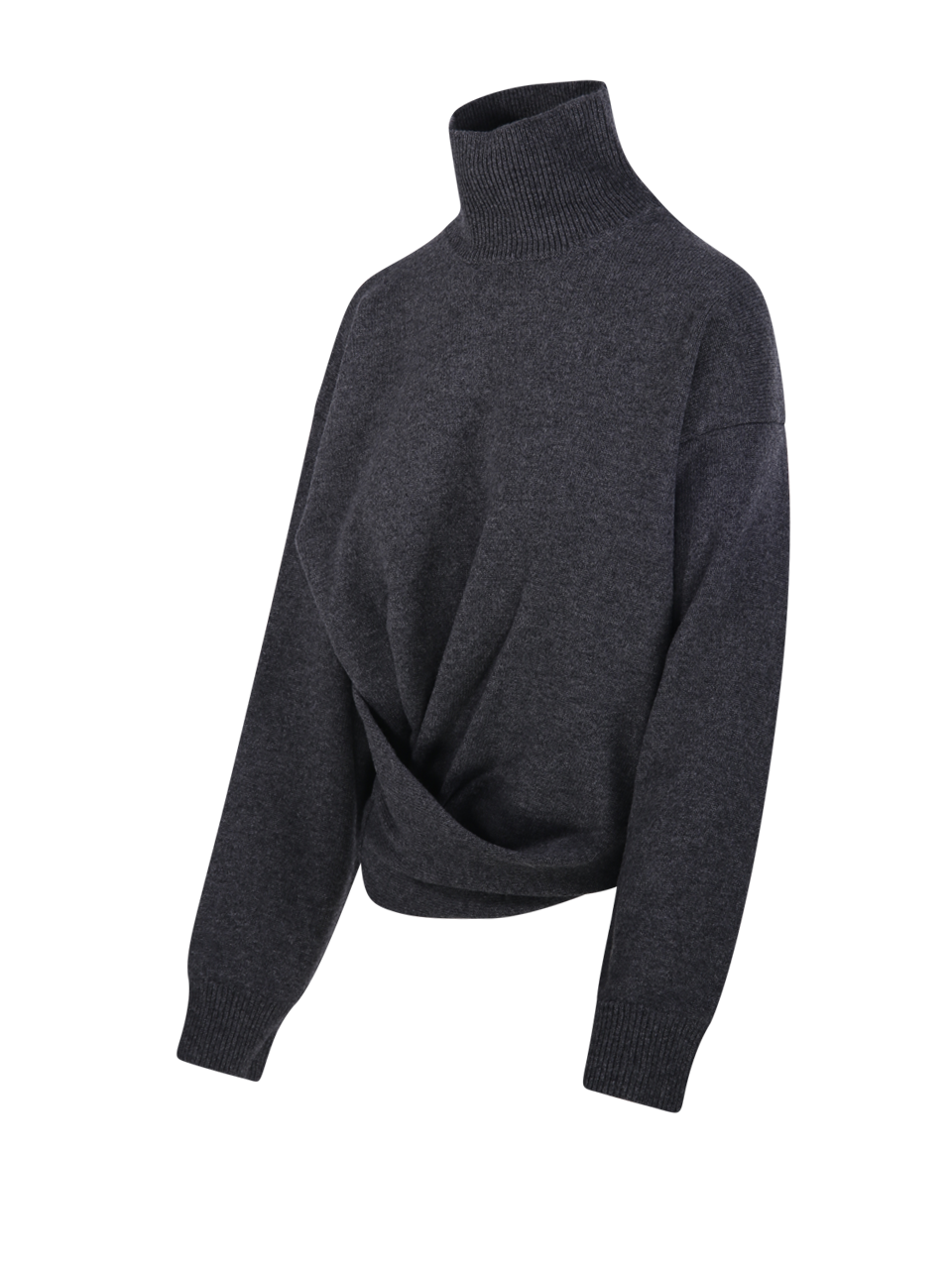 WOMAN ROHE GREY MERINO WOOL SCULPTURAL TURTLENECK SWEATER
