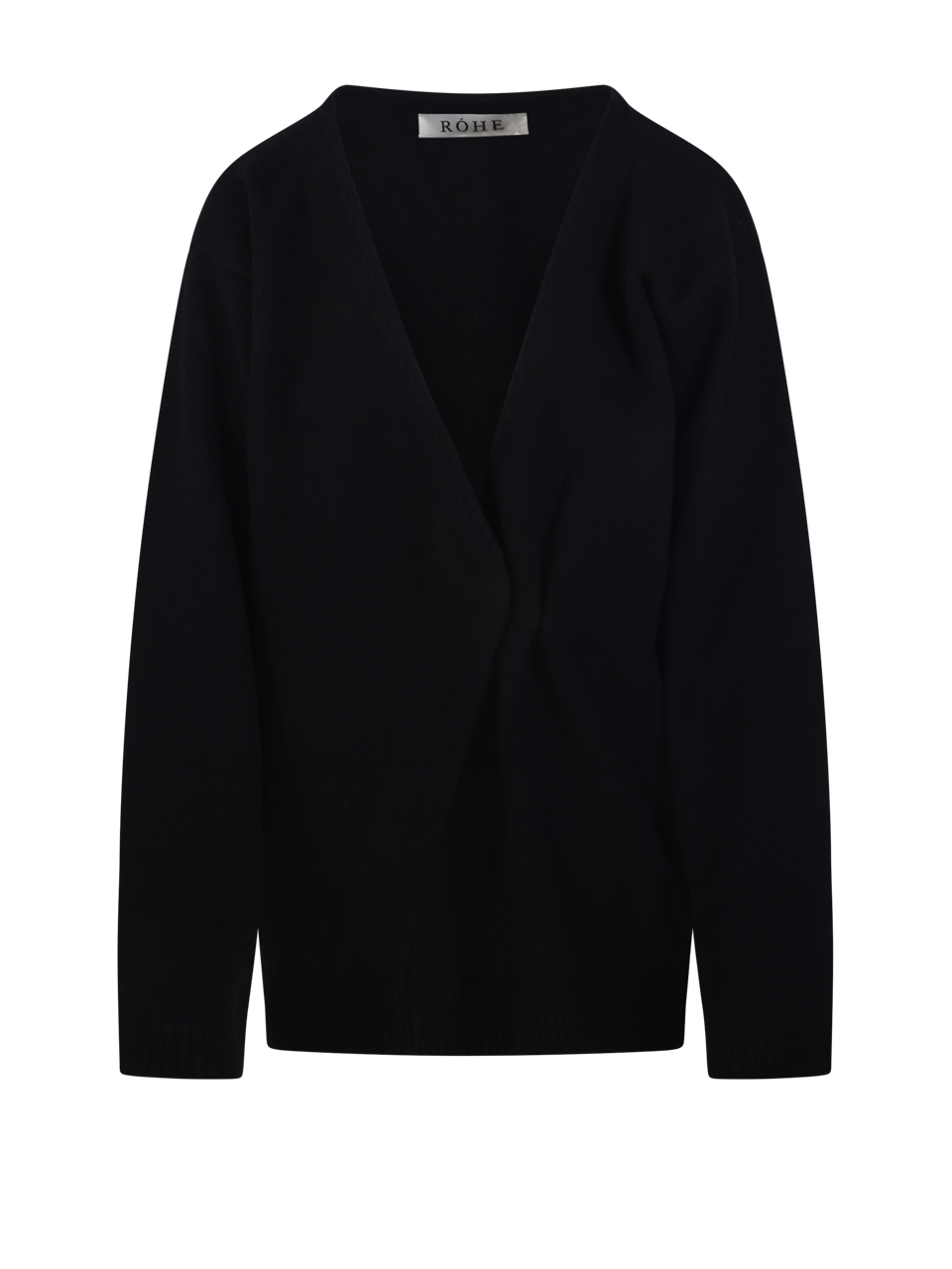 WOMAN ROHE BLACK WOOL OFF-SHOULDER WRAP CARDIGAN