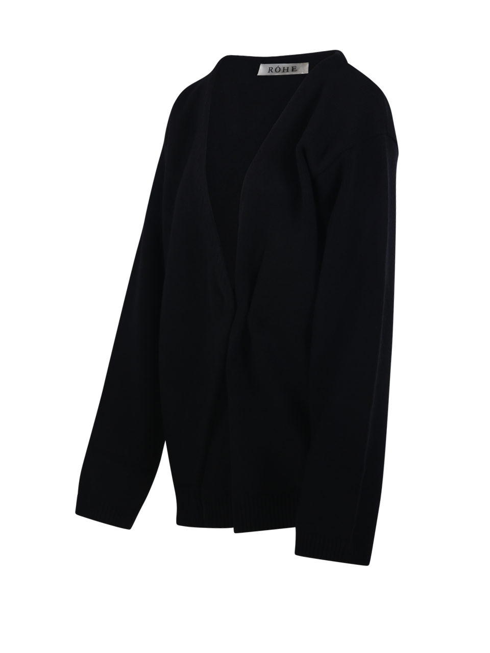 WOMAN ROHE BLACK WOOL OFF-SHOULDER WRAP CARDIGAN