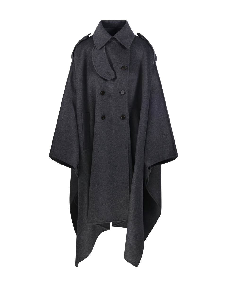 WOMAN ROHE GREY WOOL DOUBLE-FACED CAPE TRENCHCOAT