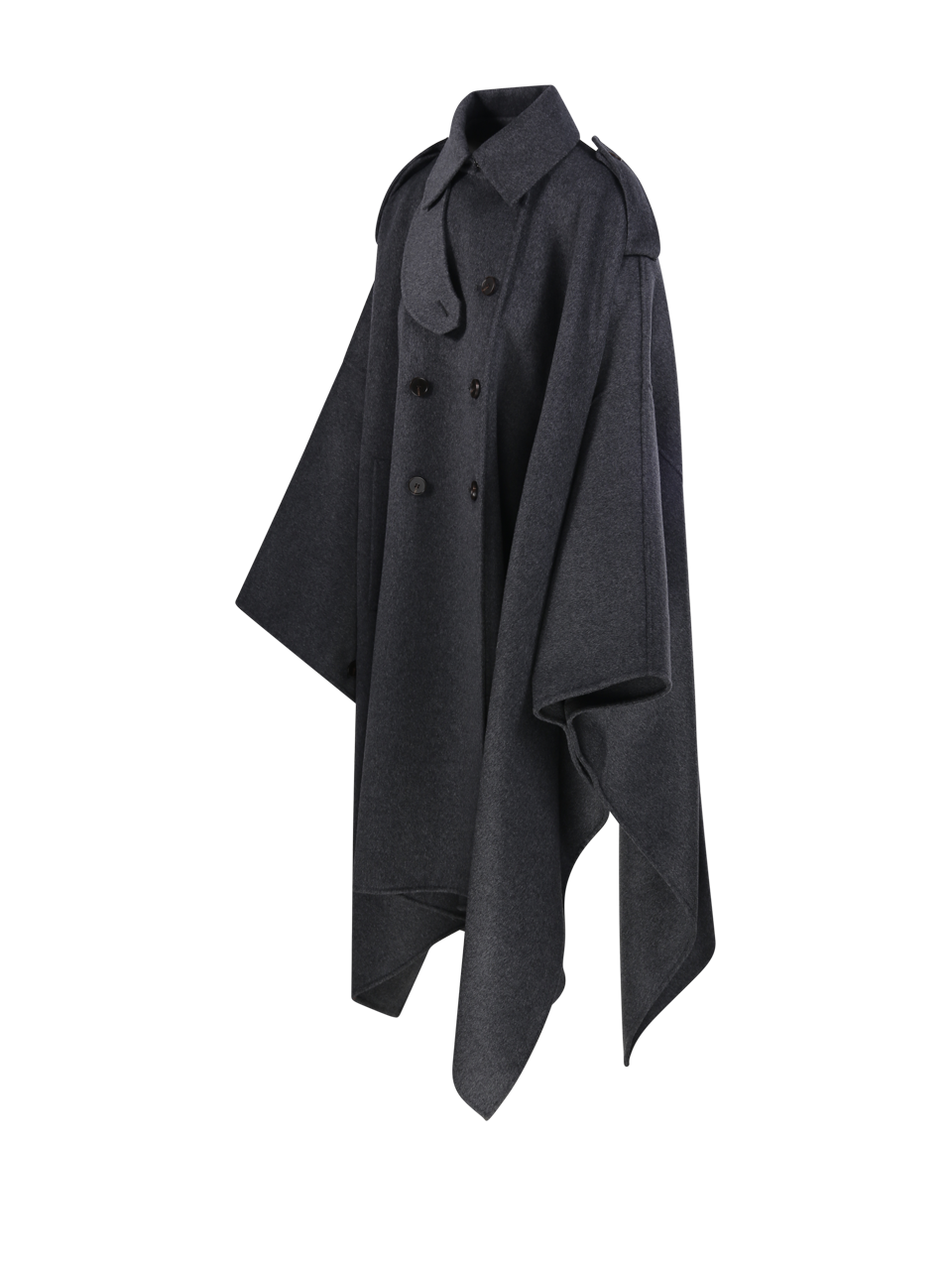 WOMAN ROHE GREY WOOL DOUBLE-FACED CAPE TRENCHCOAT