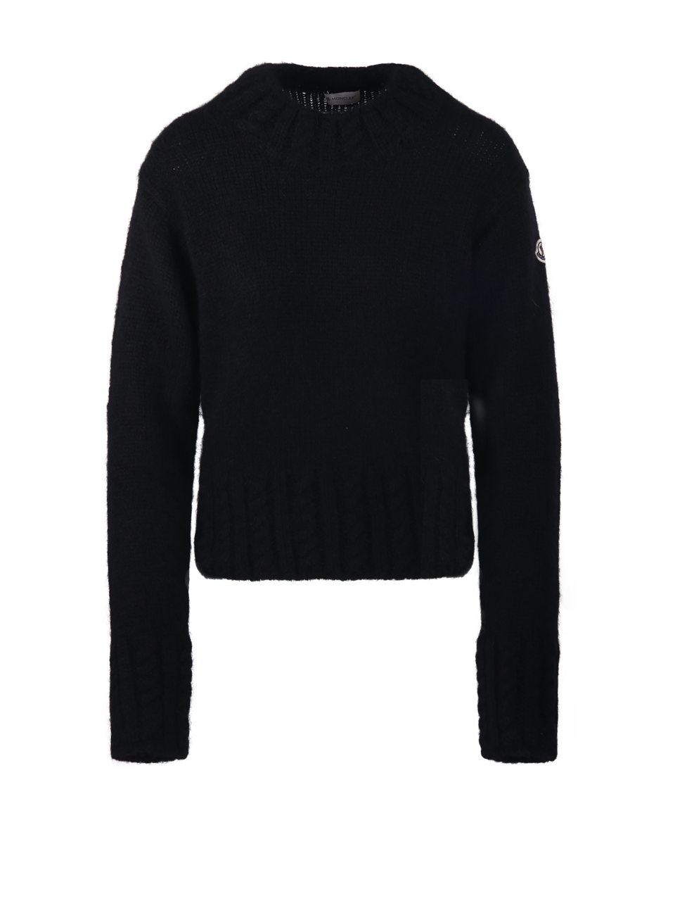 WOMAN MONCLER BLACK ALPACA CREW NECK SWEATER 