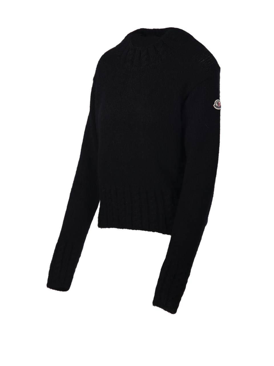 WOMAN MONCLER BLACK ALPACA CREW NECK SWEATER 