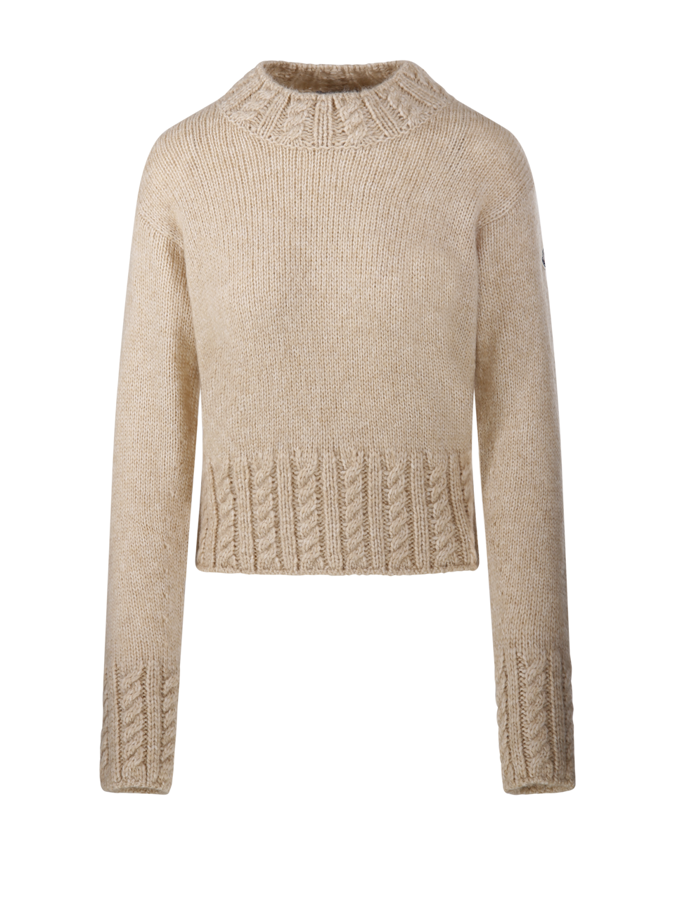 WOMAN MONCLER BEIGE ALPACA CREW NECK SWEATER 