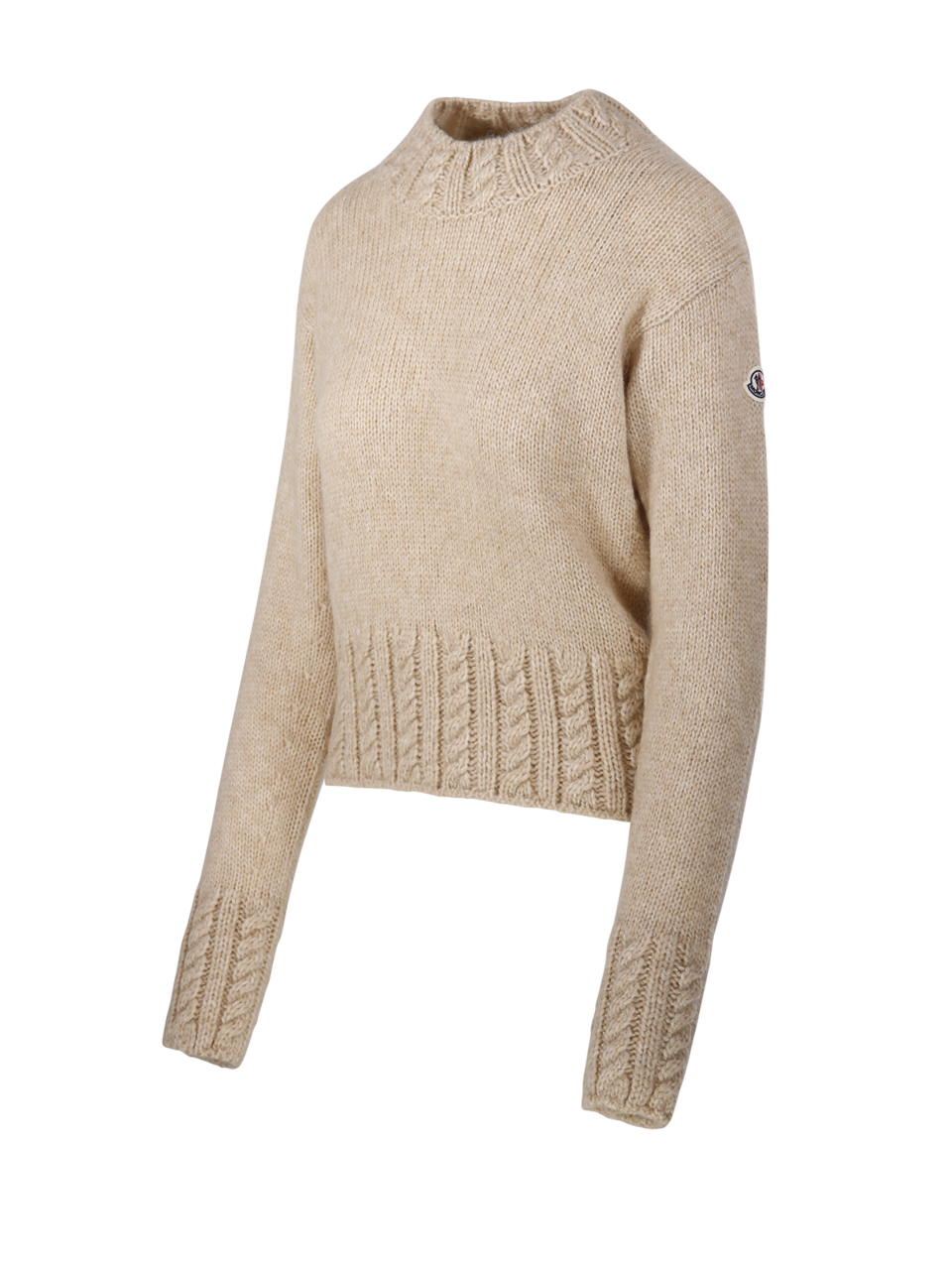 WOMAN MONCLER BEIGE ALPACA CREW NECK SWEATER 