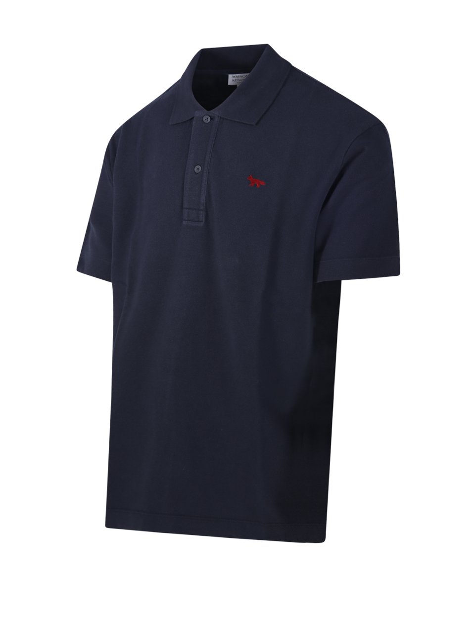 MEN MAISON KITSUNE BLUE ORGANIC COTTON RED PROFILE FOX COMFORT POLO