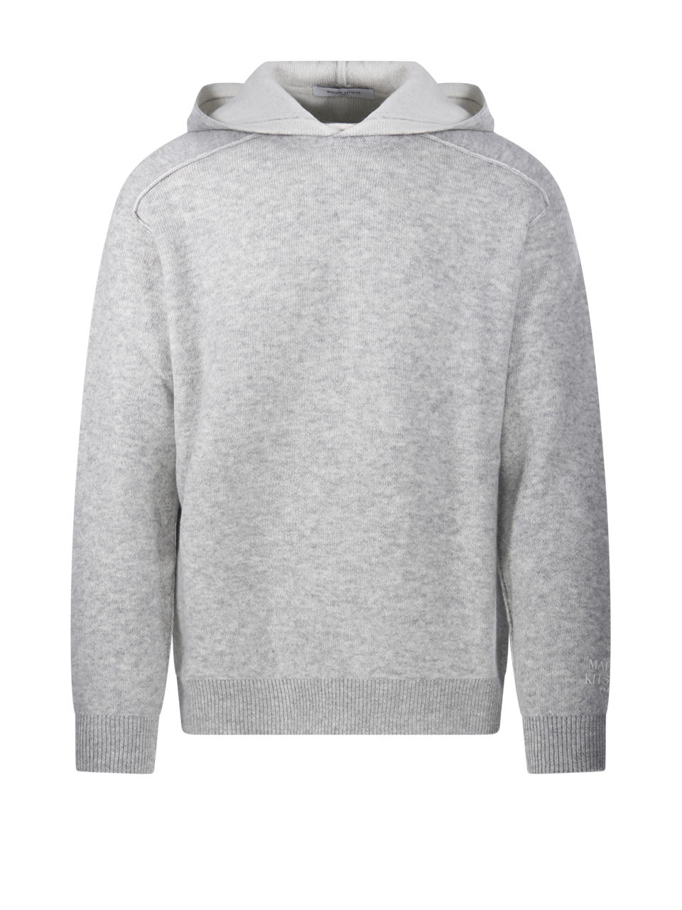 MEN MAISON KITSUNE GREY WOOL DOUBLE FACE HOODIE SWEATSHIRT
